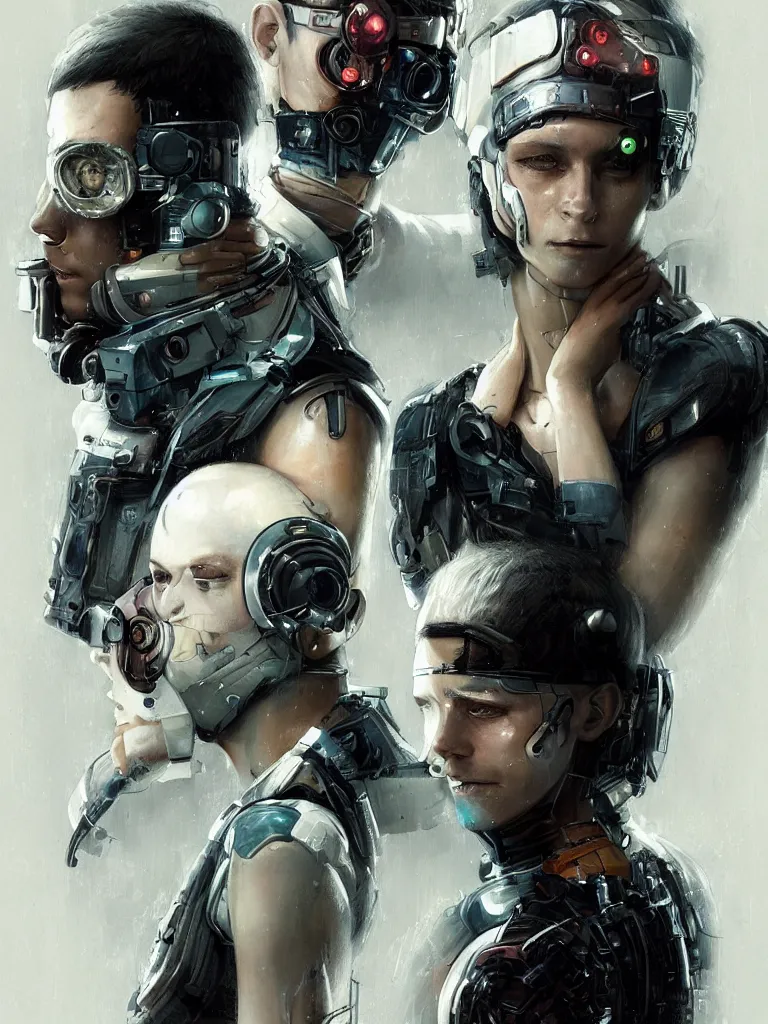 Image similar to a cyberpunk longshot portrait of two gorgeous cyborgs with hard white plastic, in the movie Girl With The Dragon Tattoo, award-winning, masterpiece, in the style of Tom Bagshaw, Cedric Peyravernay, Peter Mohrbacher