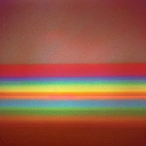 Prompt: of blurred rainbow on J B5 Chirashi photograph, 35mm, film grain