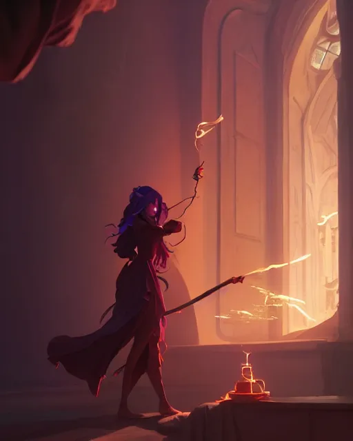 Image similar to highly detailed vfx portrait of a mage casting magic, correct anatomy and body proportions, unreal engine, greg rutkowski, loish, rhads, beeple, makoto shinkai and lois van baarle, ilya kuvshinov, rossdraws, tom bagshaw, alphonse mucha, global illumination, detailed and intricate environment