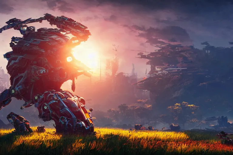 Image similar to shellsnapper machine mecanical creature robot of horizon forbidden west horizon zero dawn radiating a glowing aura global illumination ray tracing hdr fanart arstation by ian pesty and alena aenami artworks in 4 k