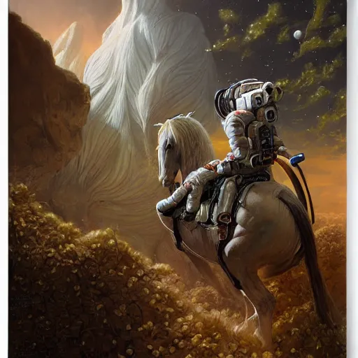 Image similar to astronaut below the horse, industrial sci - fi, by mandy jurgens, ernst haeckel, james jean