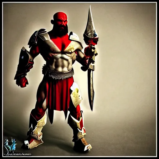 Image similar to kratos from god of war in halo spartan armor