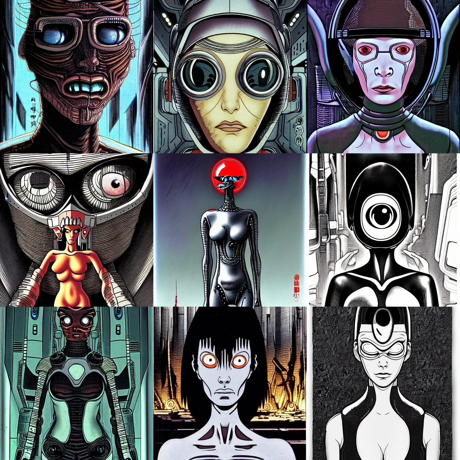 Prompt: portrait turanga leela with one eye from futurama in futuristic city, by tsutomu nihei, by h. r. giger