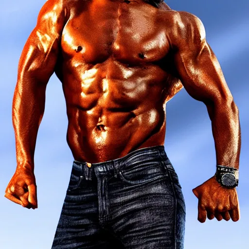 Image similar to Lionel richie with the physique of a body builder, hyper realistic, ultra detailed, cinematic, dynamic lighting, photorealistic, refined, intricate, digital art, digital painting, masterpiece, 8k