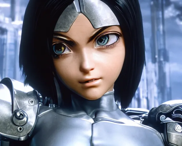 Image similar to battle angel alita, photorealistic, lifelike, octane engine, cinematic lighting, high detail, high resolution