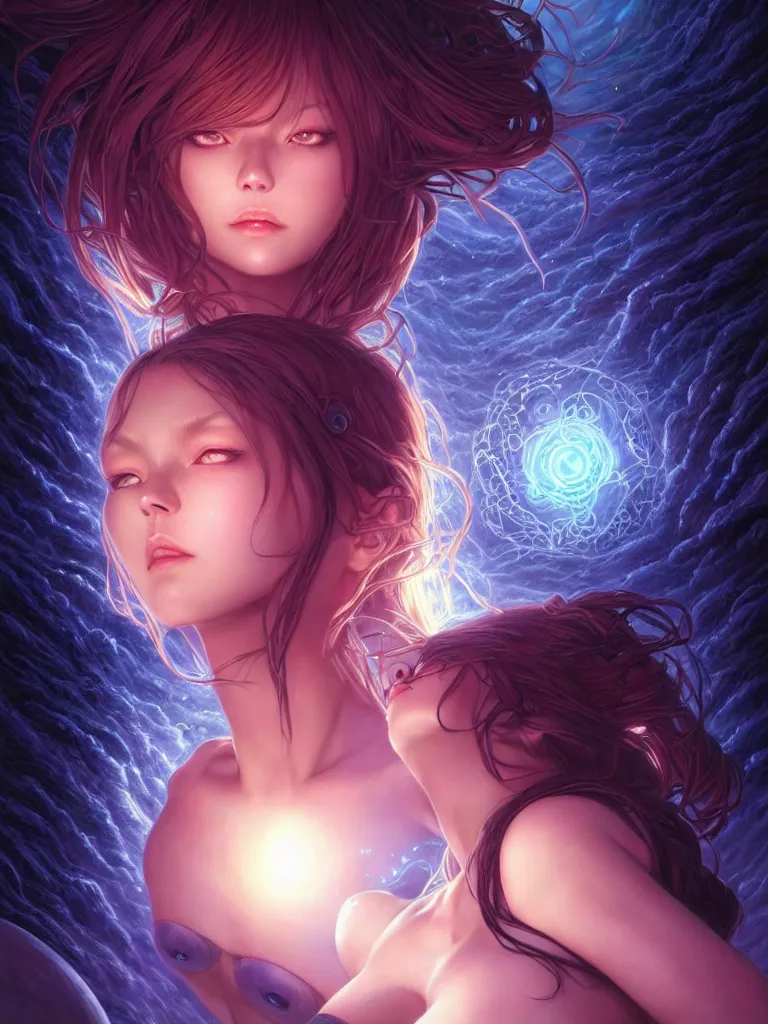 Prompt: azathoth girl dreaming the earth, full body, occlusion shadow, specular reflection, rim light, unreal engine, artgerm, artstation, art by hiroaki samura and ilya kuvshinov and ossdraws, intricate, highly detailed 8 k, cosmic horror illustration, extremely beautiful and aesthetic shape of face and body, movie poster