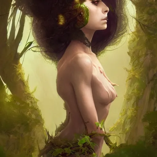 Image similar to nott as a dryad, her skin are yellow leaves portrait, highly detailed, headshot, digital painting, trending on artstation, concept art, sharp focus, illustration, art by artgerm and greg rutkowski and magali villeneuve