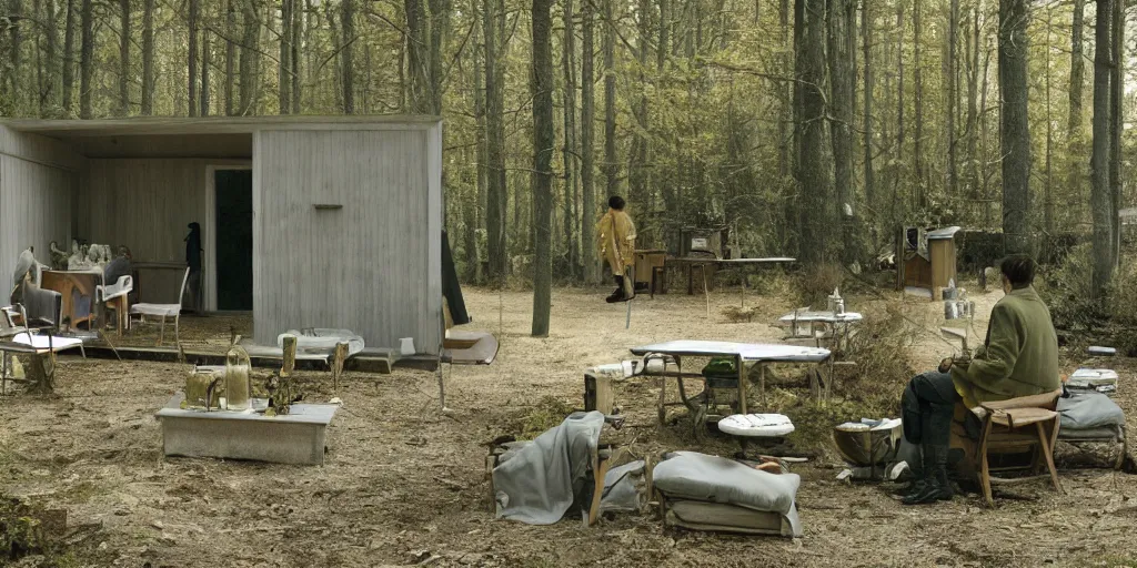 Image similar to an out doors environment designed for the director Roy Andersson movie