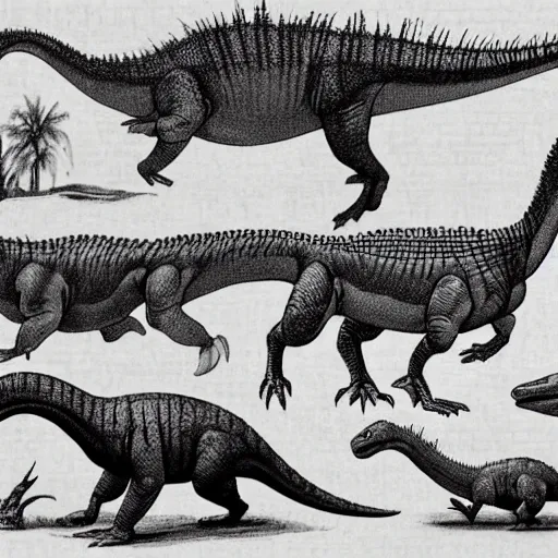 Image similar to 1 9 0 0's sketches of dinosaurs seen in the wild