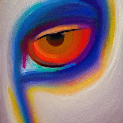 Image similar to colorful abstract minimalist painting of human eyes. Oil on panel.