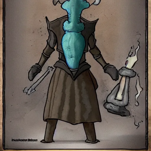 Image similar to squidward as a dark souls boss