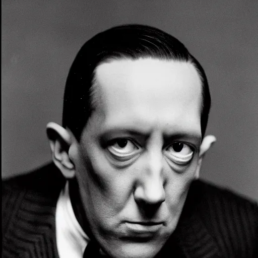 Prompt: h p lovecraft posing for a camera, holding up an eye during an photoshoot for his early 2 0 0 0's techno album, coloring reminiscent of the 2 0 0 0 s