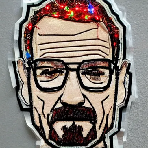 Prompt: walter white made out of christmas lights