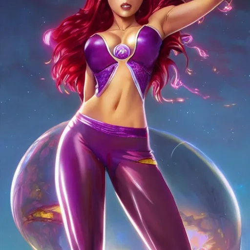 Prompt: ultra realistic illustration, bella thorne as starfire wearing crop top anime, intricate, elegant, highly detailed, digital painting, artstation, concept art, smooth, sharp focus, illustration, art by artgerm and greg rutkowski and alphonse mucha and wlop!