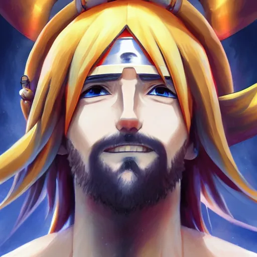 Prompt: Jesus Christ as NARUTO shiny Sacred scroll, Naruto Jesus ,by Stanley Artgerm Lau, WLOP, Rossdraws, James Jean, Andrei Riabovitchev, Marc Simonetti, Yoshitaka Amano, ArtStation, CGSociety,