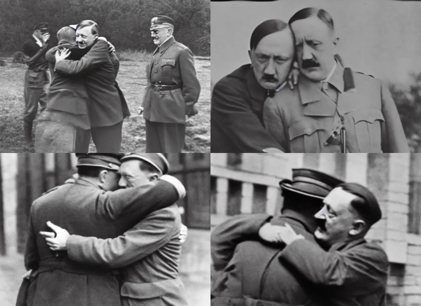 Prompt: hitler hugging curchill, hulton archives, high resolution