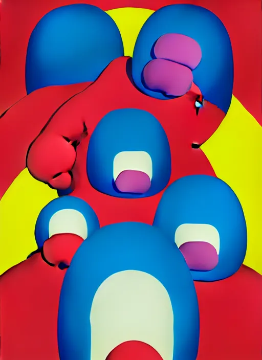 Prompt: fat men by shusei nagaoka, kaws, david rudnick, airbrush on canvas, pastell colours, cell shaded, 8 k