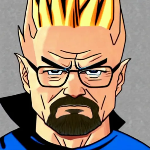 Prompt: Walter white super saiyan form