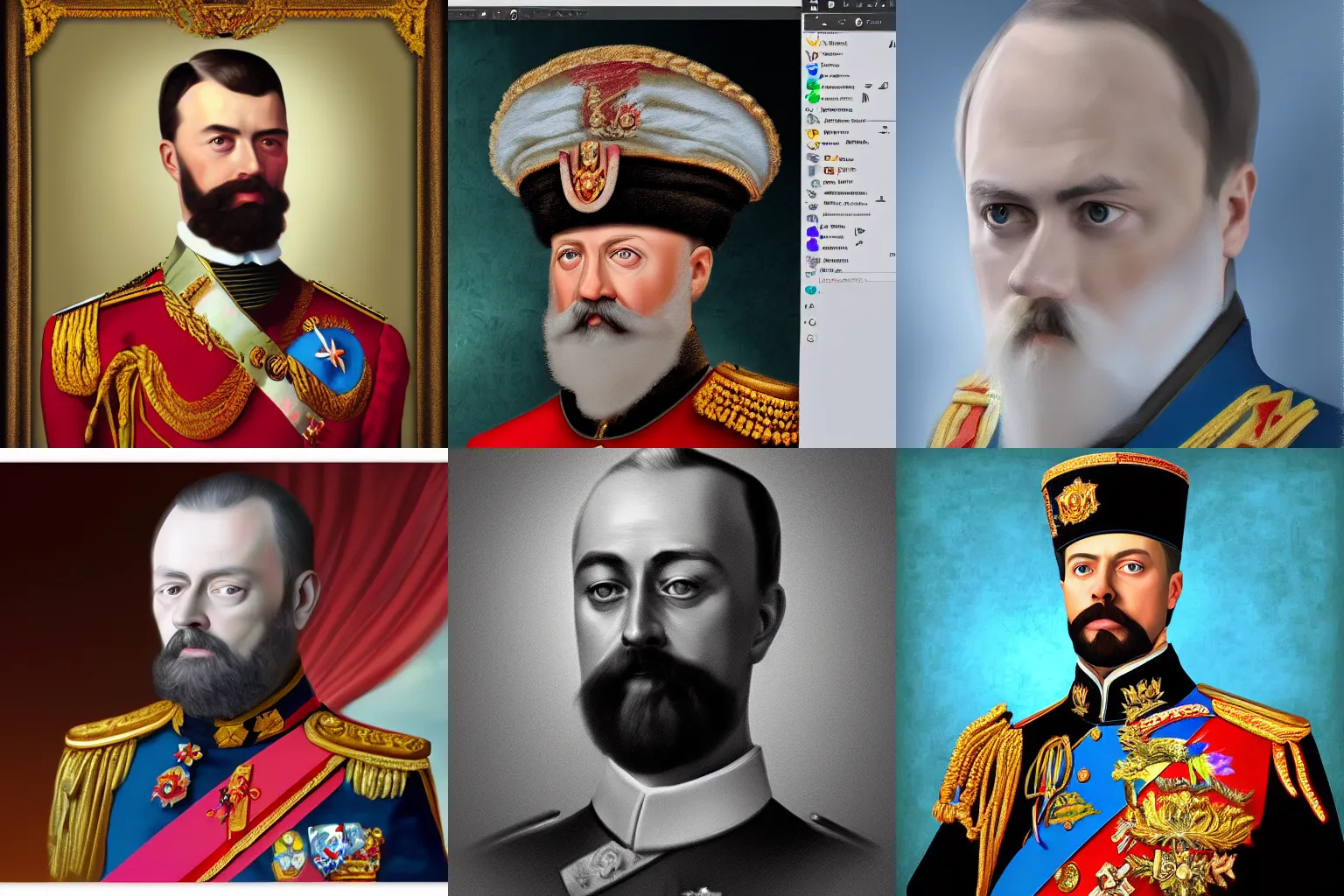 Prompt: tsar, portrait, digital paint, hyper realistic