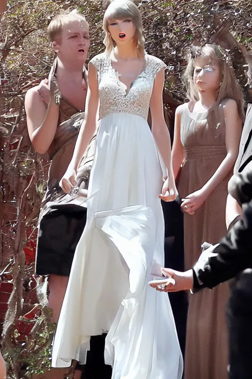 Prompt: taylor swift in a beautiful wedding dress