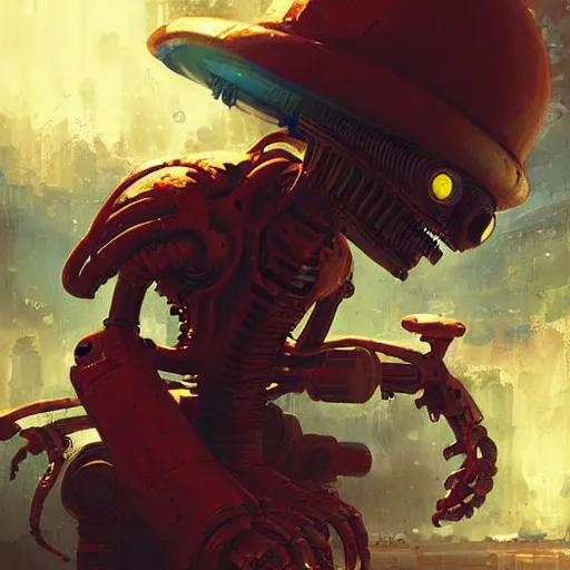 Image similar to alien robot luffy, thief, photography, by isaac asimov and marc simonetti by greg rutkowski, by wlop