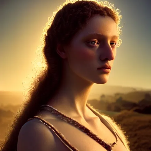 Image similar to photographic portrait of a stunningly beautiful renaissance roman female in soft dreamy light at sunset, contemporary fashion shoot, by edward robert hughes, annie leibovitz and steve mccurry, david lazar, jimmy nelsson, breathtaking, 8 k resolution, extremely detailed, beautiful, establishing shot, artistic, hyperrealistic, beautiful face, octane render