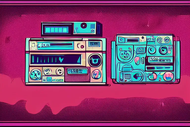 Image similar to radio station in steven universe video game art style, hiphop, hick outlines, color vector art, artstation, intricate details, illustration, 4 5 degree camera angle