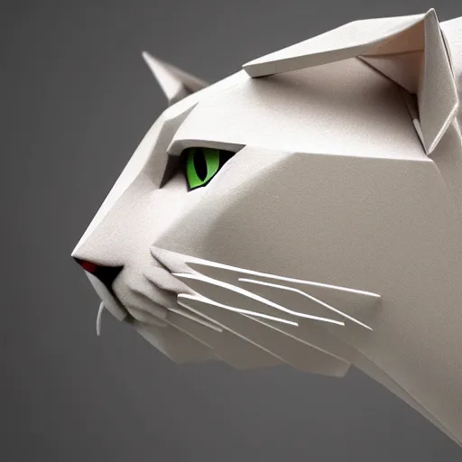 Image similar to cat origami, white background, 8 k render, amazing detail in every detail