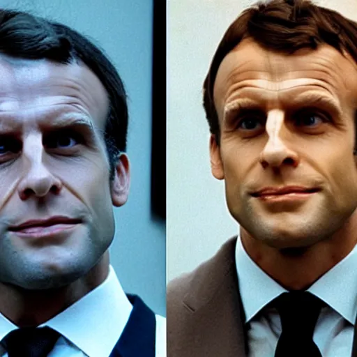 Image similar to gorilla face of Emmanuel Macron in American Psycho (1999)