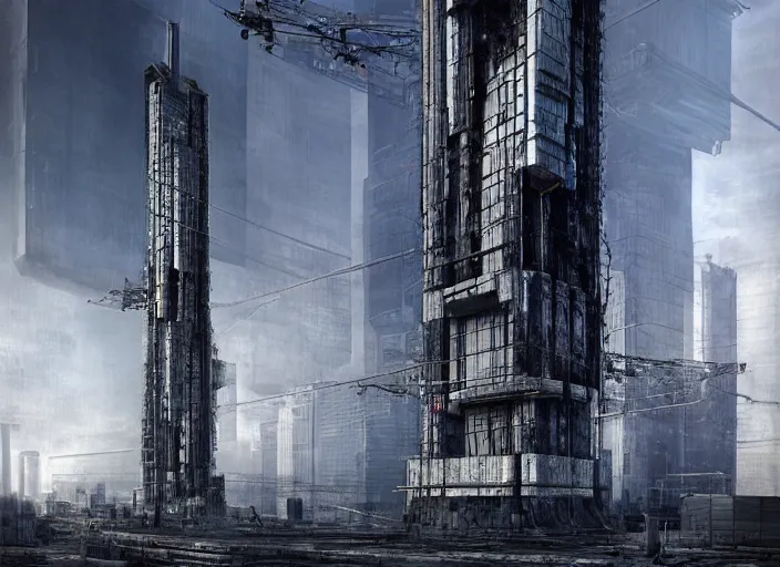 Image similar to a detailed sci - fi render of a dystopian mediaset tower, neo milano 3 by h. r. giger, trending on cgsociety, space art, lovecraftian sci - fi, 4 k