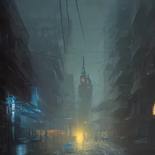 Image similar to cyberpunk depiction of the city of gdansk during arctic conditions by greg rutkowski