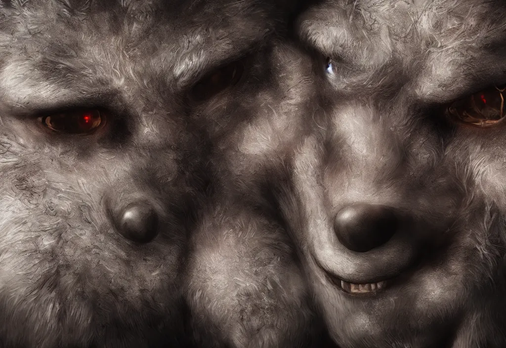 Image similar to portrait of a werewolf, 4 k, 8 k, octane render, creepy vibe, close up