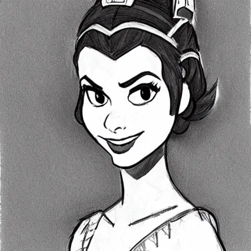 Image similar to milt kahl sketch of victoria justice as princess padme from star wars