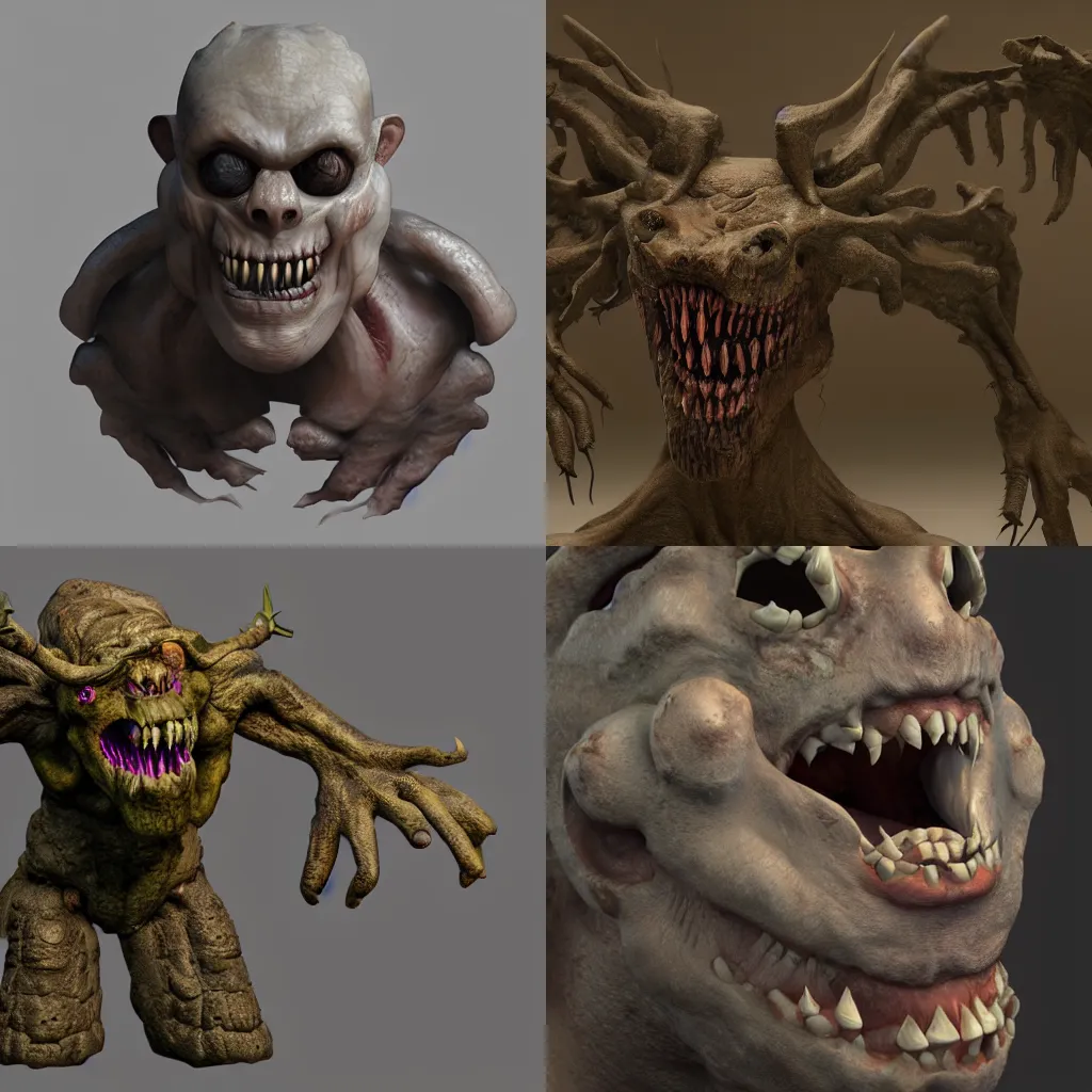 Prompt: A horrible monster, Unreal engine, 8K, 3D render
