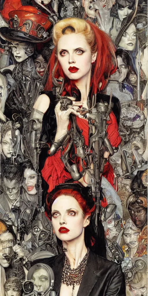 Prompt: portrait of an urban female vampire, with an unusual sense of fashion, by donato giancola and norman rockwell.