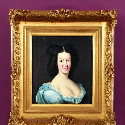 Prompt: 18th century painting of a woman doing the duckface pose