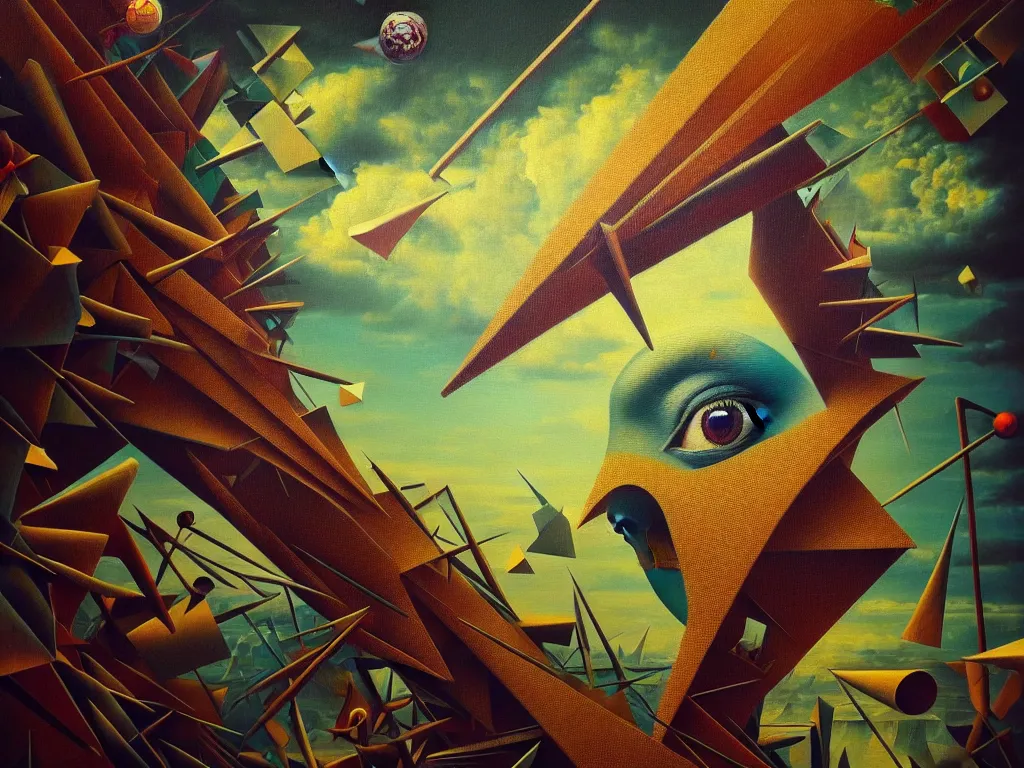 Image similar to highly detailed photo of canvas painting, trending on deviantart, neo surrealism, sharp focus, 4 k, a lot of little details, octane, masterpiece, art by max ernst