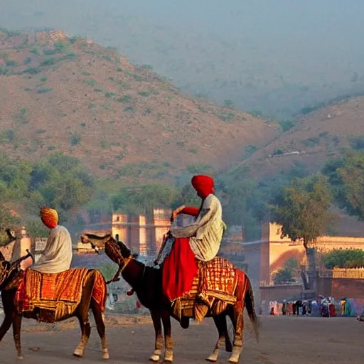 Prompt: photo of Rajasthan India Mysterious Morning Travel