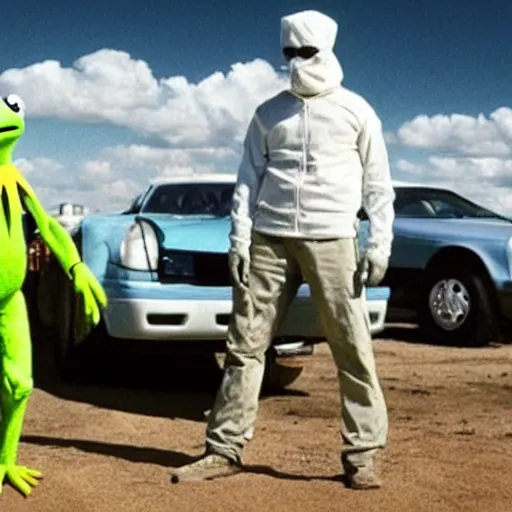 Image similar to Kermit with Walter White in Breaking Bad