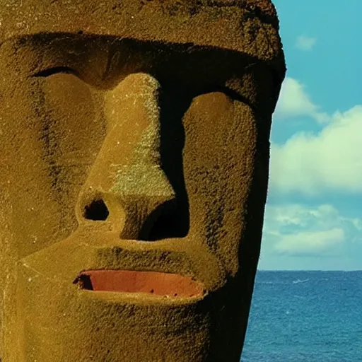 Image similar to makoto shinkai easter island head