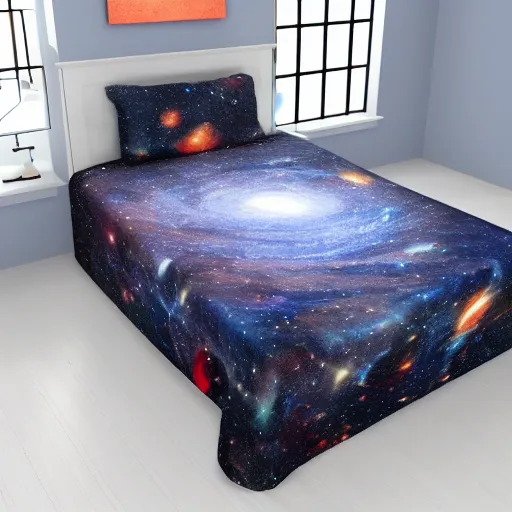 Image similar to Liminal space in outer space, bed cover