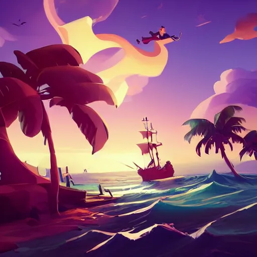 Image similar to painting treasure on sea of thieves game smooth median photoshop filter cutout vector, behance hd by jesper ejsing, by rhads, makoto shinkai and lois van baarle, ilya kuvshinov, rossdraws global illumination