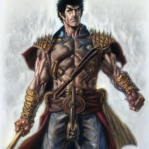 Image similar to Kenshiro as a fantasy D&D character, portrait art by Donato Giancola and James Gurney, digital art, trending on artstation