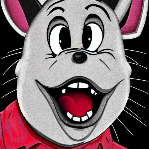 Image similar to A extremely highly detailed majestic hi-res beautiful, highly detailed head and shoulders portrait of a scary terrifying, horrifying, creepy maniacal crazy black cartoon rabbit with scary big eyes, earing a shirt laughing maniacally , let's be friends, in the style of a Walt Disney cartoon