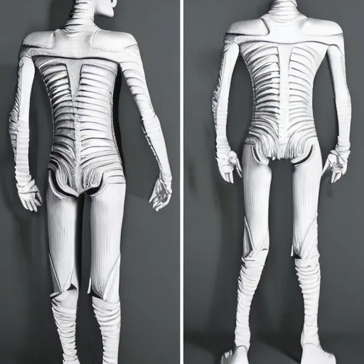 Prompt: giger alien suit hugo boss