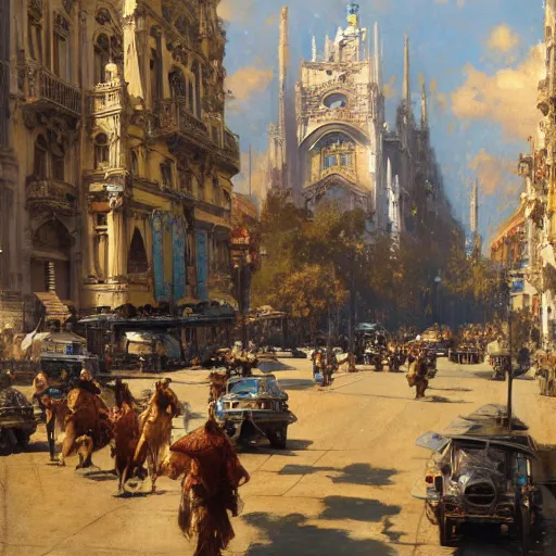 Prompt: detailed cinematic wide shot of milano, ultra realistic, spring light, painting by gaston bussiere, craig mullins, j. c. leyendecker