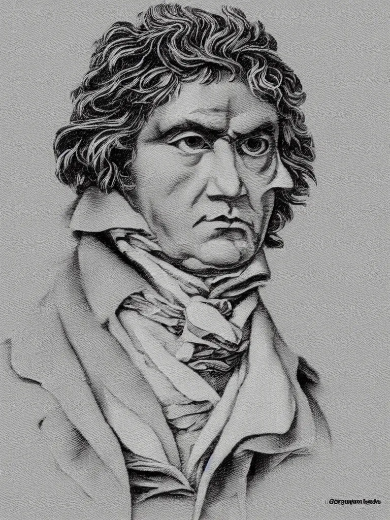 Image similar to portrait of beethoven made using wires only