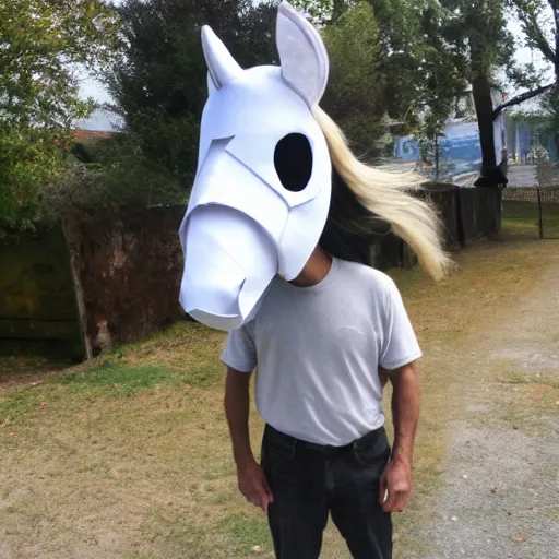 Image similar to man wearing horse head mask