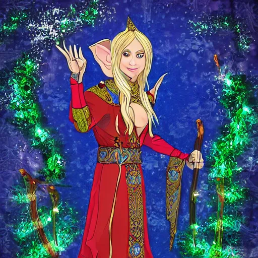 Prompt: photo of a beautiful elf with ornate robes,