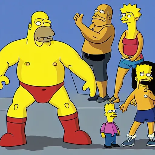 Image similar to A portrait of Dwayne Johnson, in the simpsons,